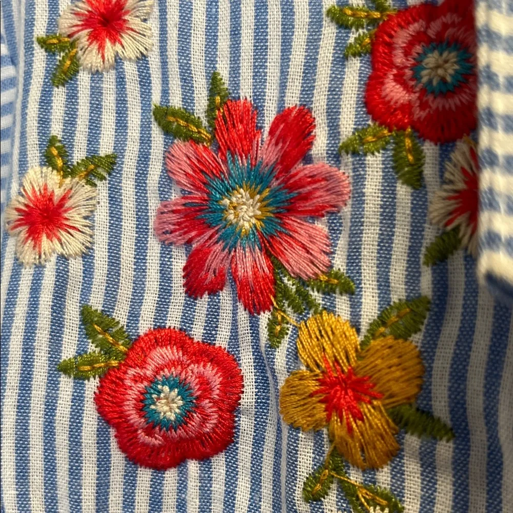 Savanna Jane Blue and Pink Embroidered Blouse - Picture 2 of 6